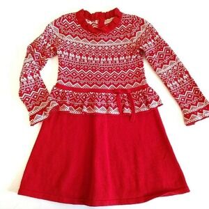 Hope & Henry 5 Fair Isle Dress Red Holiday Christmas Sweater